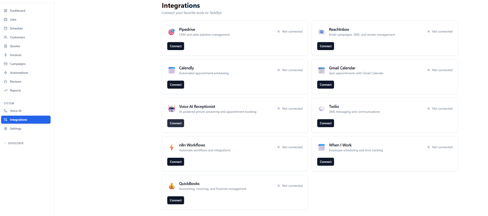 Kendrick's Agency CRM integrations dashboard